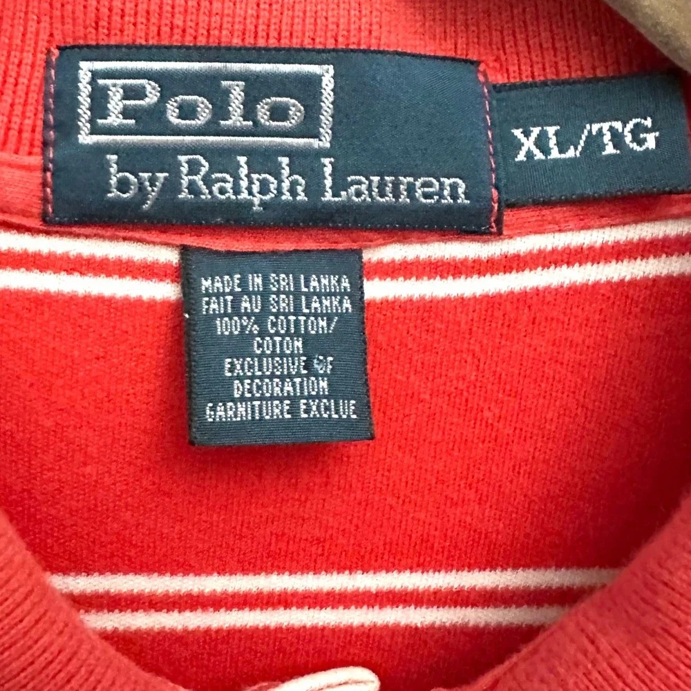 Polo Ralph Lauren Mens XL Striped Short Sleeve Cotton Shirt Red White